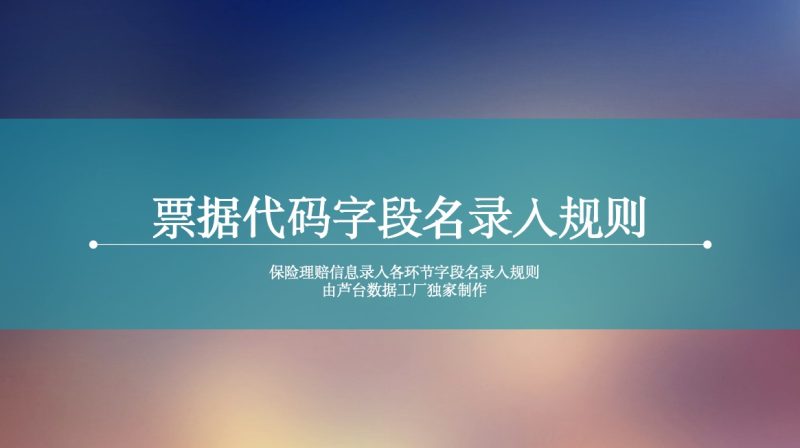 票据代码录入规则-芦台数据工厂